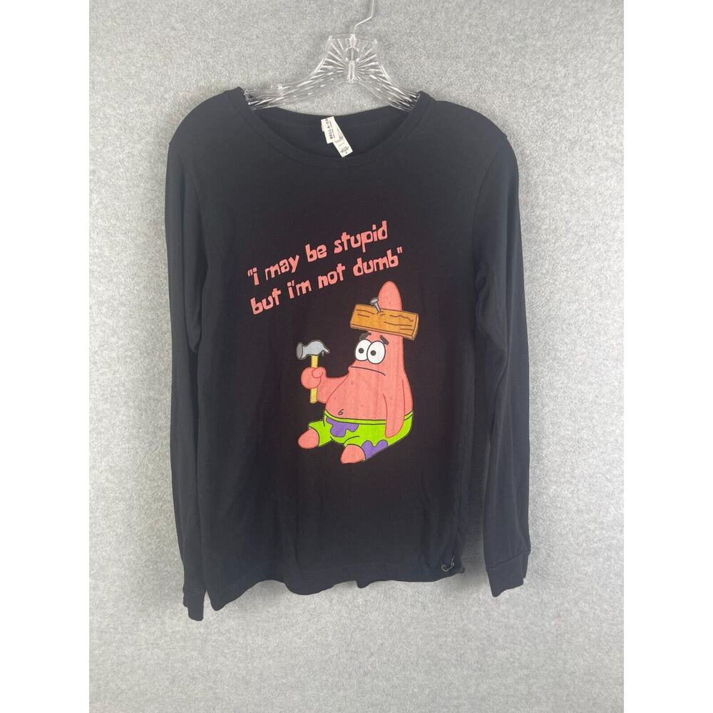 SpongeBob Sqaurepants Patrick T Shirt Men's Size‎ S Black Long Sleeve Cartoon
